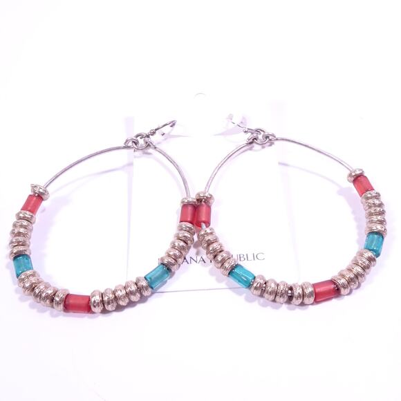 Banana Republic Women's Teardrop Wire Bead Gold Link Hoop Earrings NWT 39 - Picture 5 of 6